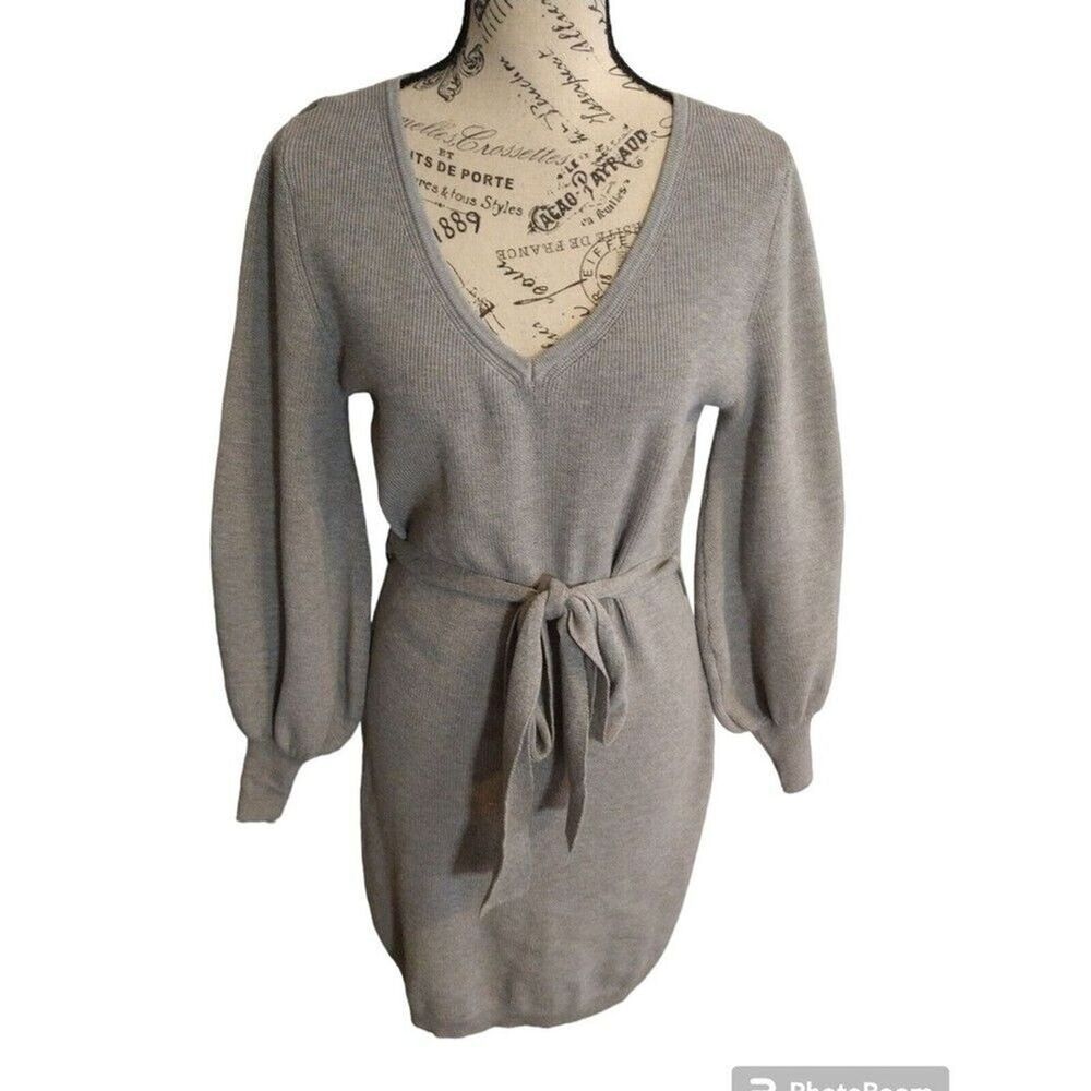 Sam Edelman vneck puff sleeve dress Gray xs boho feminine Cottage Core